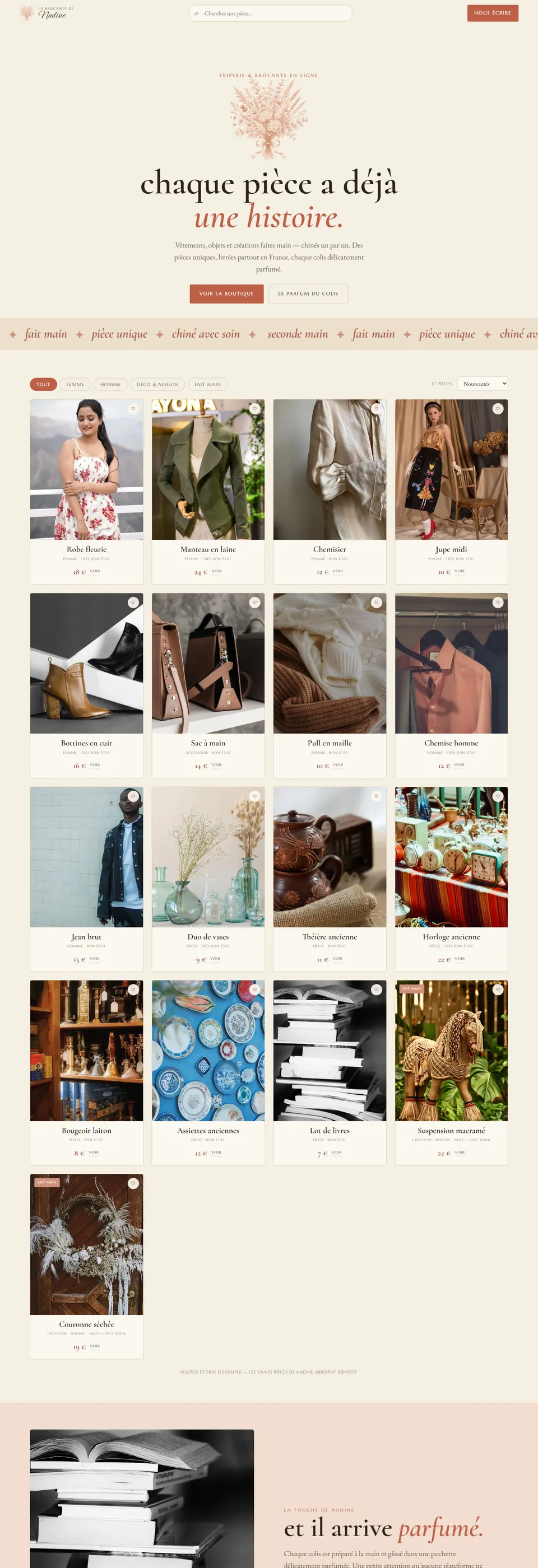 Le site La Brocante de Nadine sur un ordinateur