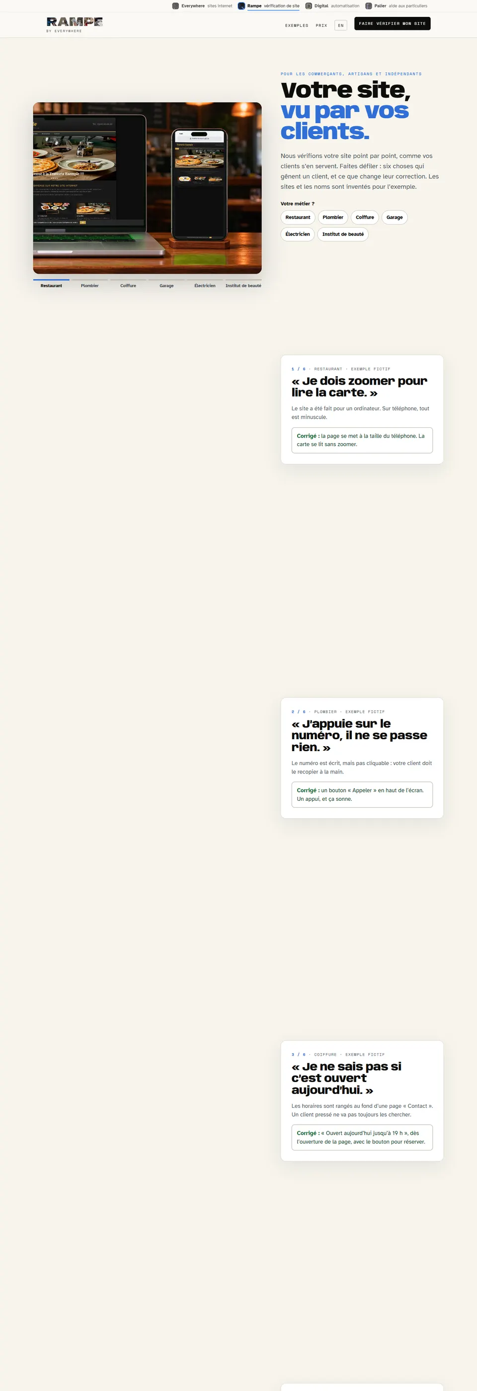 Le site Rampe sur un ordinateur