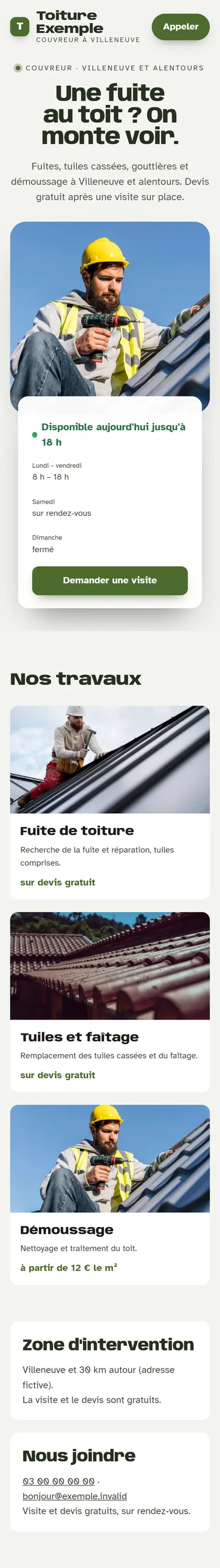 Toiture Exemple sur un téléphone