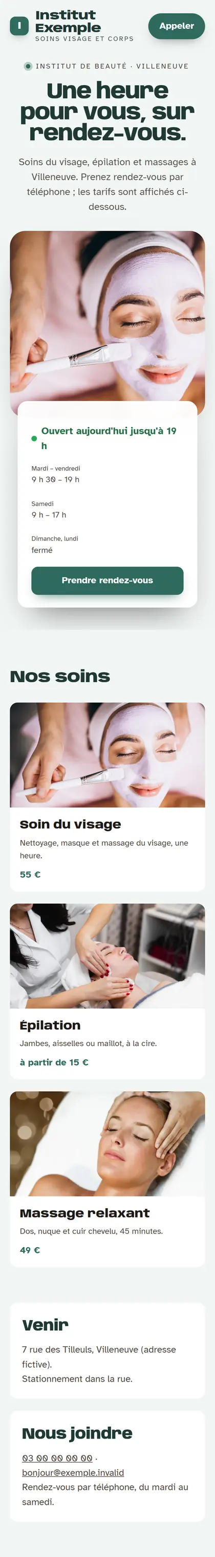Institut Exemple sur un téléphone